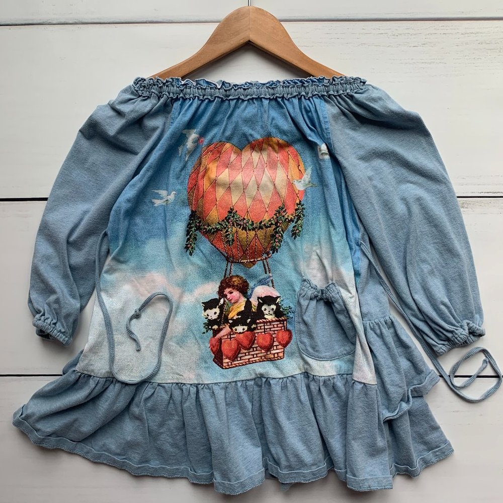 Valentine's Balloon, vintage girl & kittens sz3-6!